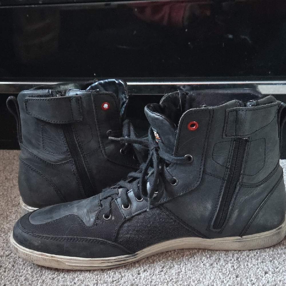 Falco Black Leather Biker High-Top Men's Shoes